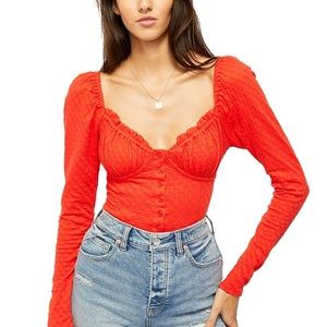 Free People “Ladybug” milkmaid peasant top
